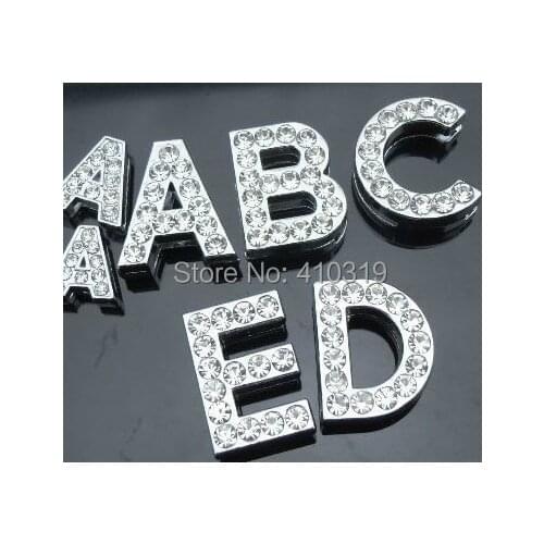 Wholesale 130pcs/lot 18mm A-Z rhinestones DIY slide charm letter fit for 18mm bracelet / wristband