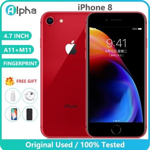 Original Unlock Used Apple iPhone 8 4.7 inch Hexa Core 2GB RAM 64GB ROM 12MP & 7MP Camera iOS LTE Fingerprint Touch ID Phone