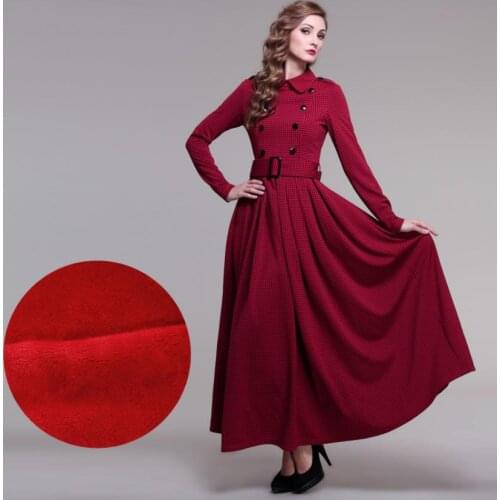 Autumn fashion brand super longer thicker warm Dresses female Scotland style plaid pattern with velvet dress with belt wq756