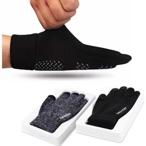 Cycling Men Gloves Knitted Touch Screen Bicycle Women Autumn Winter Warm Couples Sports Non-Slip Elastic Driving Office Gloves
