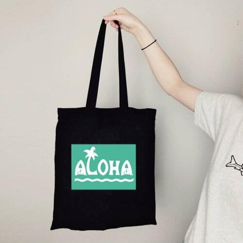 Aloha Beach Shopping Bag Hawaii Tropical Cute Bags Women 2021 Funny Floral Shopping Bags Women Travel Style Reusable Bag