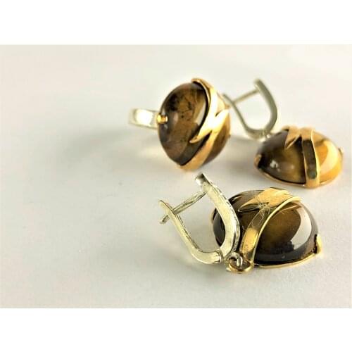 Lovely design line in front of milky coffee color 1 piece ring +2 pieces earrings 16.7 grams jewelry straling silver 925