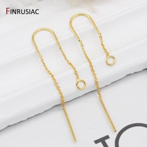 DIY Making Earring Supplies 14K Gold Plated Brass Long Tassel Ear Wire Earrings Findings Women Jewellery Making