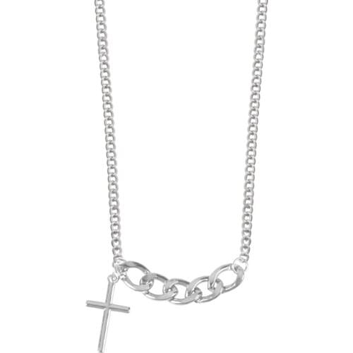 Punk Style Hip Hop Simple Girl Necklace Cross Chain Shape Pendant Alloy Material Fashion Retro Men And Women Jewelry Gift Hot