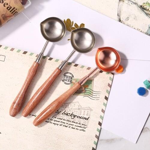 Retro Sealing Wax Furnace Stove Pot Wood Handle Sealing Wax Spoon for Wax Sealing Decorative Wax Stamp Craft Gift