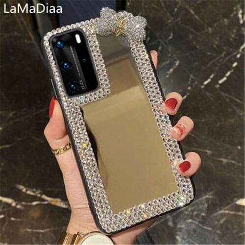 Luxury Rhinestone Diamond Glitter Bling Mirror Phone Case for iphone 11 12 Pro Max XR X XS Max 6s 7 8 Plus Makeup Mirror Cover