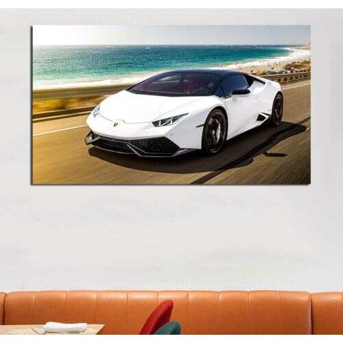 Luxury Sport Supercar White Car Canvas Posters Prints Wall Art Painting Decorative Picture Modern Living Room Home Decoration HD