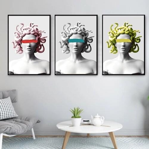 Self-adhesive Wall Sticker Wall Art Pictures Medusa Sculptures Sculpture Painting Posters Wallpapers Painting Room Decoration