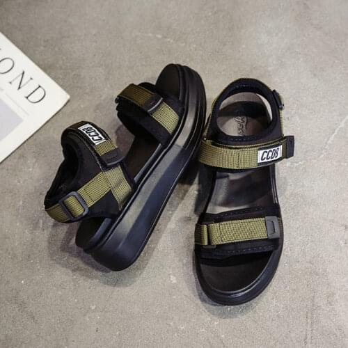 Lisapie female Sports sandals 2021 summer new net red Korean version of the Velcro student flat female sandals womens shoes