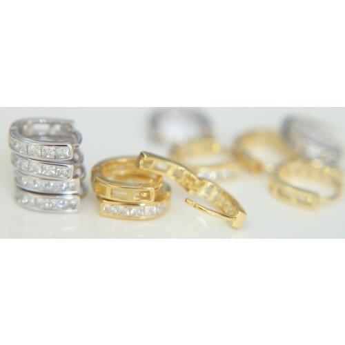 Romantic Jewelry wholesale 10mm tiny mini circle CZ colors 100% 925 sterling silver clip on circle silver earring