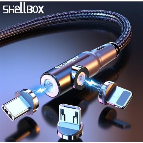 Shellbox Magnetic Micro USB Cable For iPhone Samsung Xiaomi Fast Charging Magnet USB Type C Mobile Phone Cable Charge Wire Cord