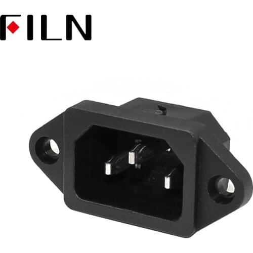 10A 250V AC Male Power Socket 3Pin Chassis Panel Mounted IEC320 C14 3 Terminals Plug