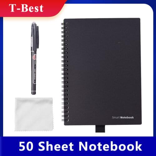 Erasable Reusable Smart Notebook Hardcover Writing Note Book Journal Wet Hot Erase A5 Size 50 Sheet with Erasable Pen&Cloth
