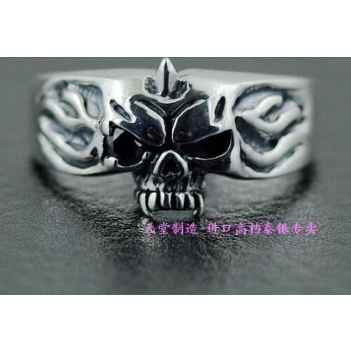 Thailand import 925 sterling silver jewelry to ward off bad luck to prevent one-horned skeleton Thai silver ring tail ring