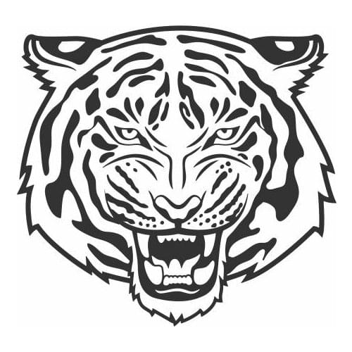 Tiger Reveals Sharp Teeth Car Decal Serious Expression Car Mural Car Light Rainproof Unique FA656