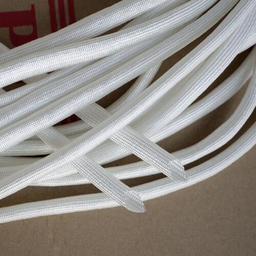Chemical Fiberglass Tube ID 12mm Braided Wire Cable Sleeve Insulated Flame Resistant Soft Pipe High Temperature 600Deg.C White