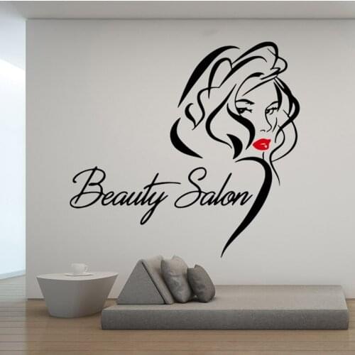 Beauty Salon Vinyl Wall Stickers pegatinas de pared adesivo Makeup Hair Hairdo Barbers Decal For Girls Room Decor Murals HJ0013