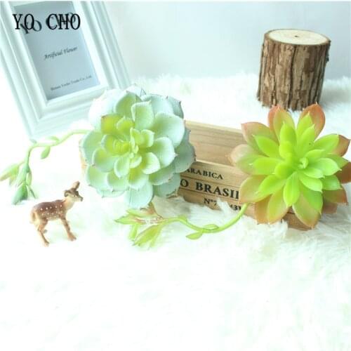 YO CHO 1PC 2 Type Artificial Lotus Succulents Micro Landscape For Home Garden Tropical Decor DIY Fake Grass Bonsai Plants