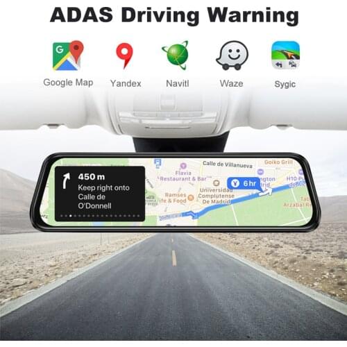 10" IPS Car GPS Navigator 4G Sim Android 8.1 DVR Mirror FHD 1080P Video Recorder Dash Cam Rearview Mirror ADAS DVR Camera