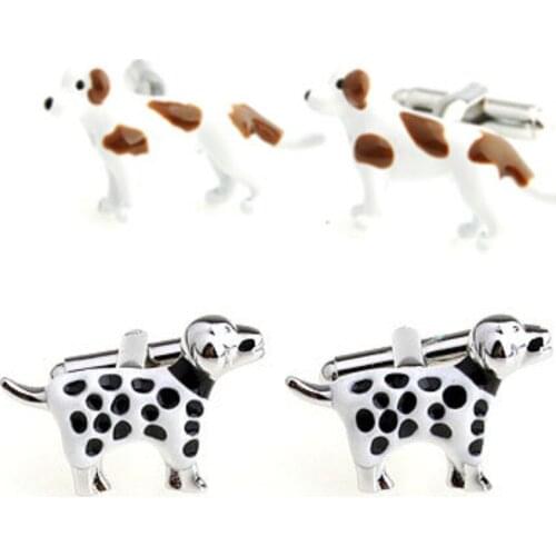 10pairs/lot Brown/Black Spotted Dog Cufflinks Novelty Animal Design Cuff Links Shirt Cuff Button Mens Jewelry Accessory Gift