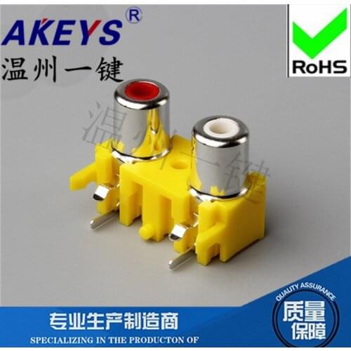 10PCS Av2-8.4-17 same core socket 4-pin RCA base two hole PCB audio and video socket lotus base two core interface