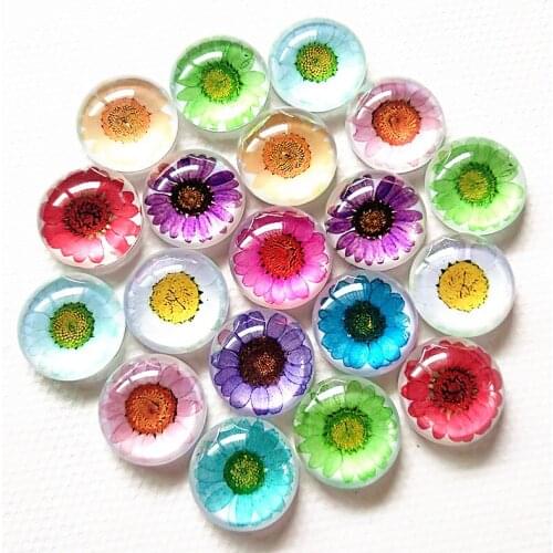 10pcs chrysanthemums, daisies, lotus, roses, clover 20mm Glass Cabochon for DIY bracelets jewelry for girls women