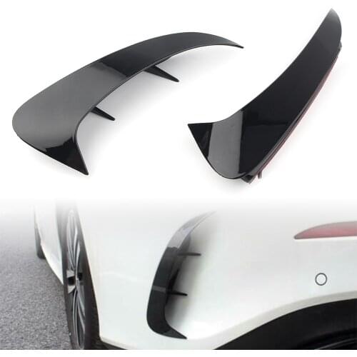 2Pcs Car Rear Bumper Fins Canards Splitters Cover Trim For Mercedes Benz A Class W177 A220 2019 2020 Glossy Black ABS Plastic