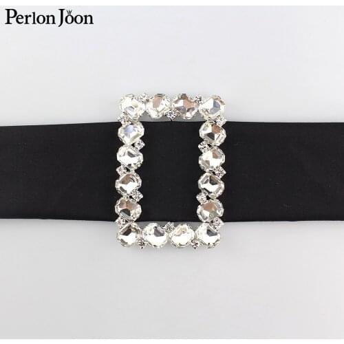 2pcs 6.3cm(inner 4cm) rectangle rhinestone ribbon Slider silver crystal belt buckel on dress clothing bag accessories KT013