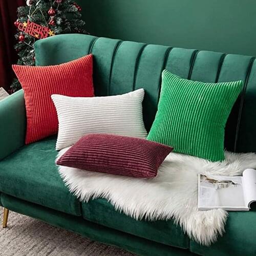 2PCS Corduroy Soft Soild Warmly Square Throw Pillow Covers Set Cushion Cases Pillowcases for Sofa Bedroom Car 18 x 18 Inch
