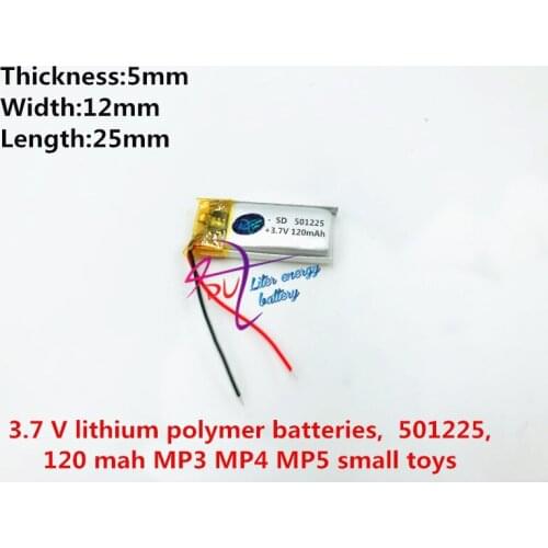 3.7V 120mAh 501225 Lithium Polymer Li-Po li ion Rechargeable Battery cells For Mp3 MP4 MP5 GPS