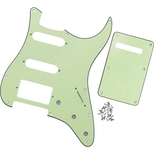 3Ply Guitar Pickguard Scratch Plate SSH & Back Plate & Screws for American/Mexican Standard FD Strat Style Guitar,Mint Green