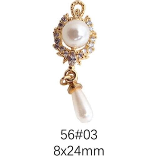 5pcs/lot Top-Level Nail Art Zircon Decorations Pearl Pendant Design Zircon DIamond Fingernail Jewelry Metal Nail Art Charms