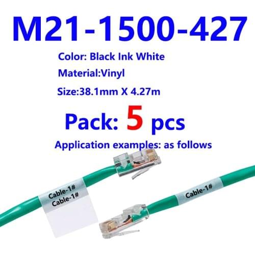 5Pack Bmp21 Plus M21 1500 427 Label Tape Black On White vinyl film Compatible for BMP21 Plus ID PAL LABPAL Cable Label Maker