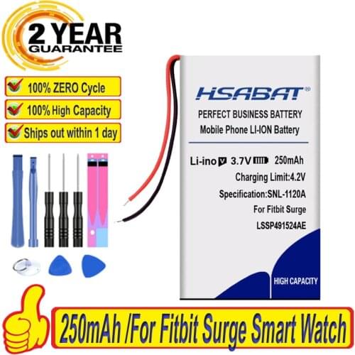 Top Brand 100% New 250mAh LSSP491524AE Battery for Fitbit Surge Smart Watch Batteries + free tools