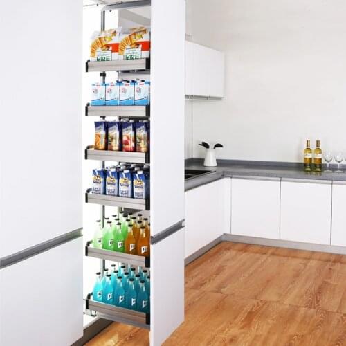 Cabinet accessories Stainless steel plate type high depth damping, multi-function linkage high cabinet storage basket