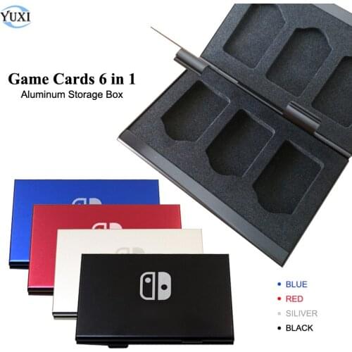 YuXi 6 in 1 Aluminum Game Card Storage Box for Nintend Switch Game Cards Holder Bag Hard Shell Cover Case