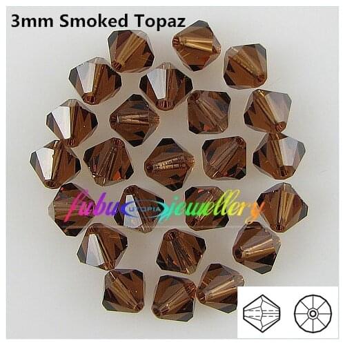 Free Shipping! 720pcs/Lot, AAA Chinese Top Quality 3mm Smoked Topaz Crystal Bicone Beads