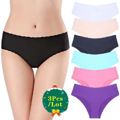 3Pcs/lot Seamless Womens Underpant Comfort Underwear Skin-friendly One-piece Briefs Women Sexy Mid Waist Panty Intimates S M L