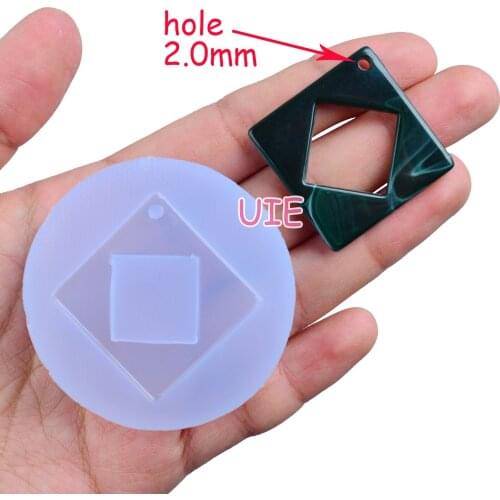 BYL253U 40.6mm Square Earrings Silicone Mold Resin Necklace Pendant Making Craft Fondant Cake Decoration FOOD SAFE OVEN SAFE
