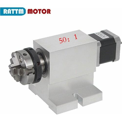 CNC 4th Dividing Head Harmonic Gear Retarder 50:1 A Rotation Axis With 3 Jaw 50/65mm Chuck