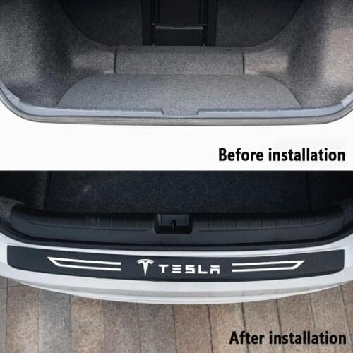 For Tesla Model 3 Model X Model S Model Y Car Trunk Plate Film Car Rear Trunk Stickers Carbon Fiber Protector Auto Accessories
