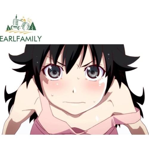 EARLFAMILY 13cm x 7.8cm for Tsukimonogatari Vinyl Car Stickers Window Trunk Anime RV VAN Scratch-proof Window Truck Decal