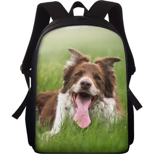 ELVISWORDS Customize Animal Backpacks Cute Dog Printing Backpack For Girls Boys Teen Fashion Mochila Escolar 15 Inch School Bags