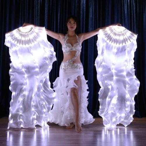 Adult Luminous White Light LED Fan Veils Scarf for Women Bellydance Oriental Belly Dance Dancing Accessories