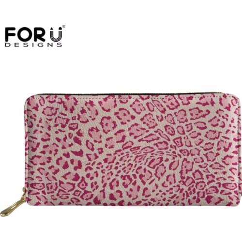 FORUDESIGNS Long Wallet Women PU Leather Leopard Print Lady Clutch Phone Case Puppy Zipper Card Holder Female Change Purses