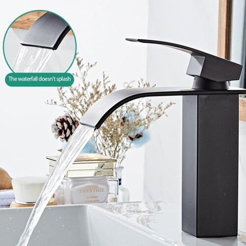 Hot Cold Basin Faucet Waterfall Bathroom Vanity Sink Faucet Single Lever Chrome Stainless Steel Hot And Cold Basin Washing Taps