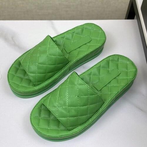 Checkered Slippers Round Toe Non Slip Zapatos De Mujer Solid Shoes Women Summer Open Toe Flats Female Shoes Inside Slippers 2021