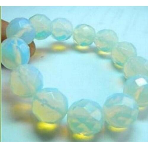 Beautiful 10mm Faceted Sri Lanka Moonstone Gems Bracelet Bangle 7.5"