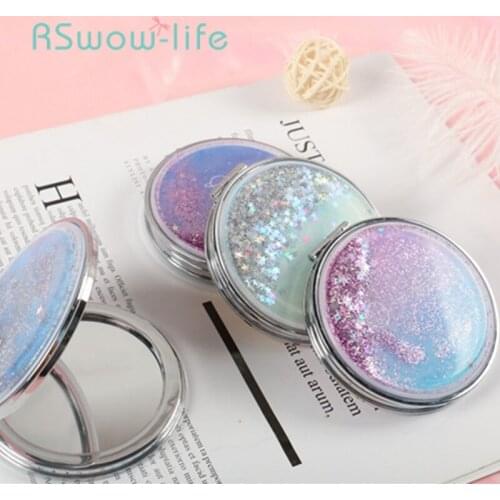 Quicksand Mirror Creative Portable Makeup Vanity Mirror Folding Small Double-sided Mirror Magnifying Mirror Vanity Accessories