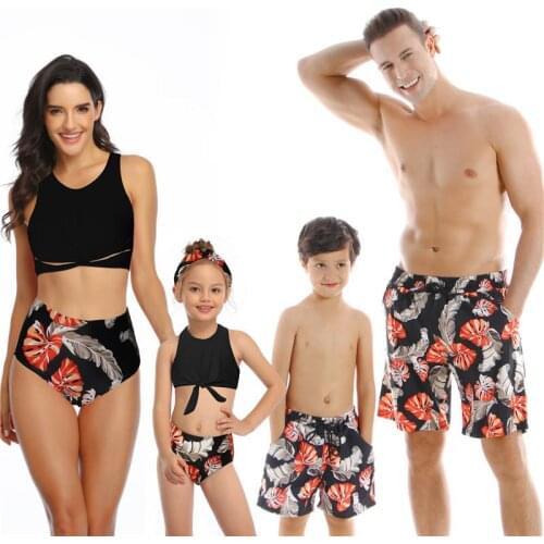 Swimwear Floral Swimwear 2021 Swimwear Kids Family Matching Mother Daughter Swimwear Father Son Beach Shorts Swimming Trunks